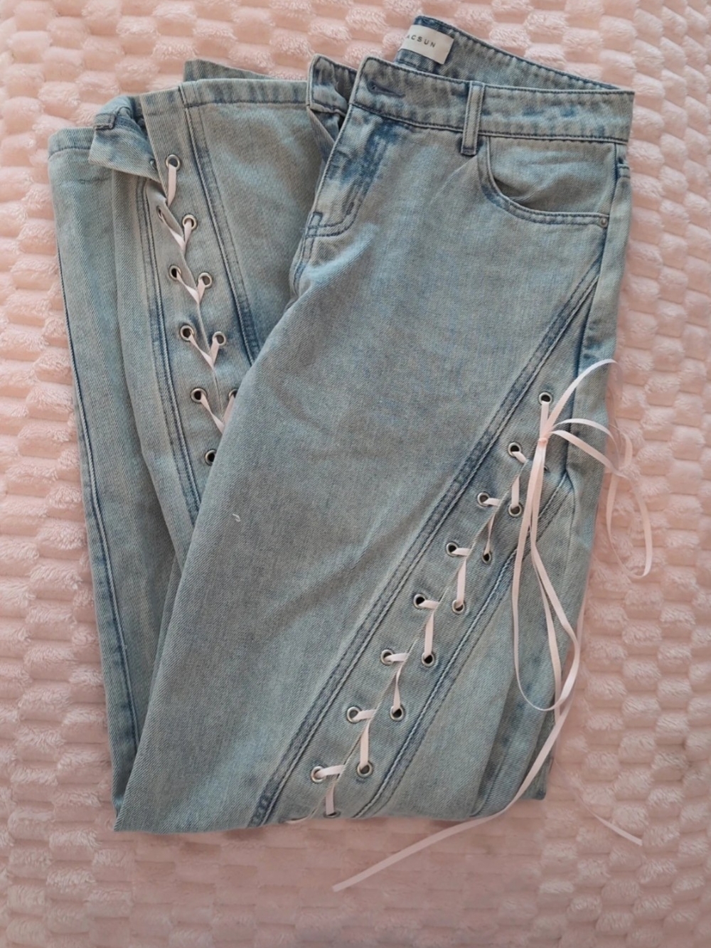 Light Blue Lace-Up Women’s Jeans